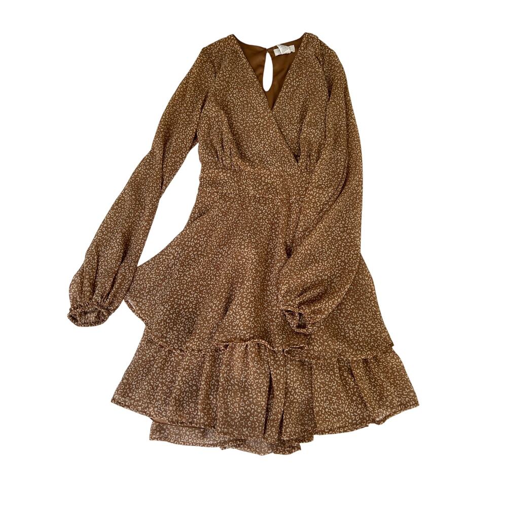 Japna Mini Dress with Animal Print Vneck